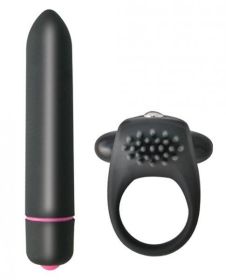 Intense Cockring &amp; Bullet Vibrator Black