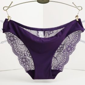 Lace ladies low waist briefs (Option: Purple-L)