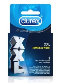 Durex XXL Lubricated 3 Pack Latex Condoms (SKU: TCN-7607-05)